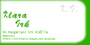 klara irk business card